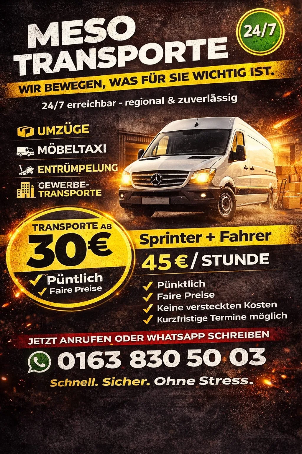 Meso Transporte Flyer (Hagen & EU-weit)